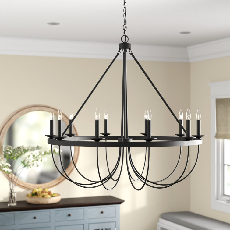 Canora Grey Neilsen 10 Light Candle Style Wagon Wheel Chandelier